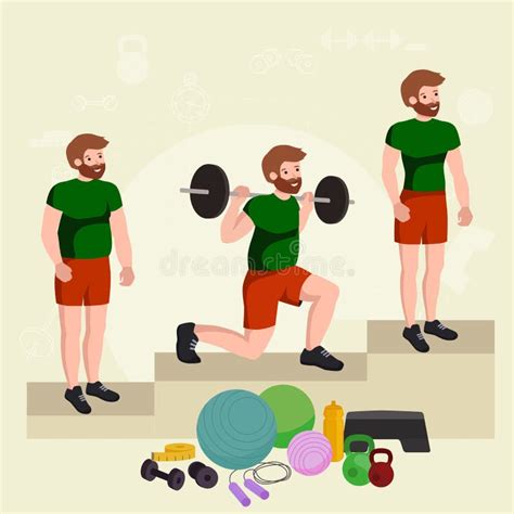 Before And After Weight Loss Senior Concept Fitness Vector Illustration