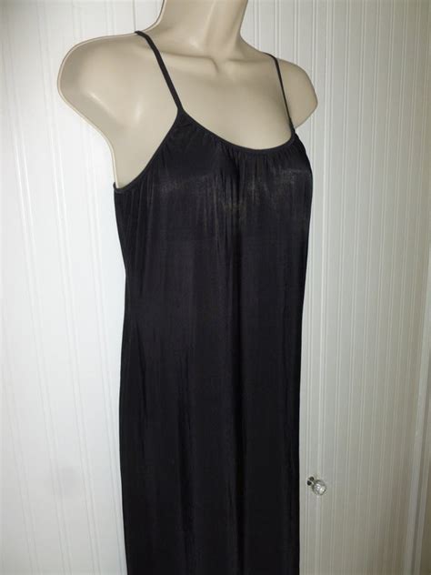 Sexy Vintage Slip Night Gown Black 1950s 1960s Size 36 Gem