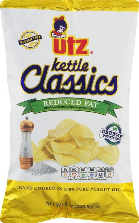 Utz Kettle Classics Reduced Fat Crunchy Potato Chips 8 Oz Bag 4 Bags