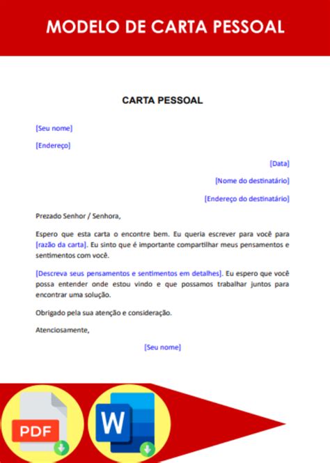 Modelo De Carta Pessoal Formato Word