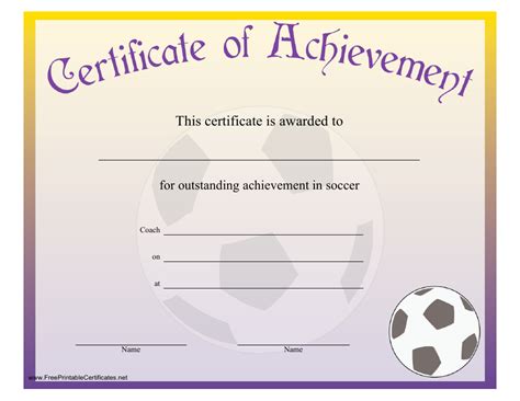 Soccer Certificate Of Achievement Template Download Printable Pdf