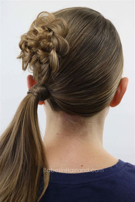 Flower Braid Rosette Topped Ponytail Babes In Hairland