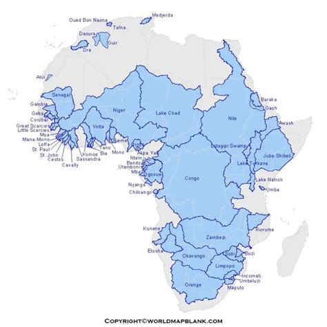 Printable Africa Rivers Map Map Of Africa Rivers