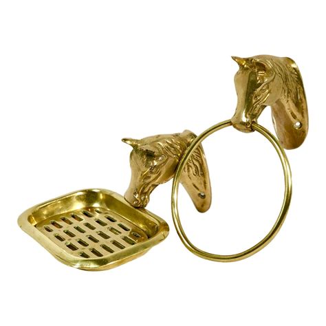 Vintage bath set bathroom accessories soap dispenser toilet brush butterflies. Vintage Equestrian Style Solid Brass Horse Head Soap Dish ...