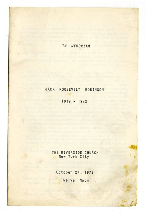 Lot - Jackie Robinson Funeral Program Celebrates His Life and Legacy