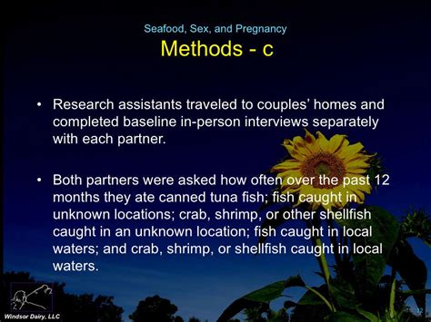 Windsor Dairy Seafood Intake Sexual Activity And Time To Pregnancy