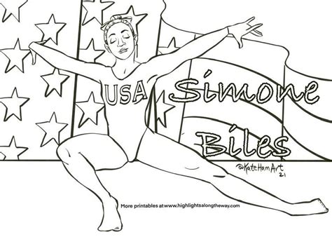 Simone Biles Free Printable Coloring Sheet Olympic Gymnast Disney