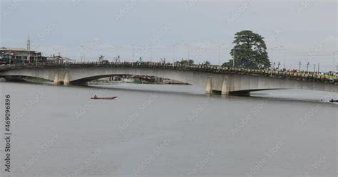 Primitive Dugout Wooden Canoe Boat Paddle Bay Bridge Liberia Africa