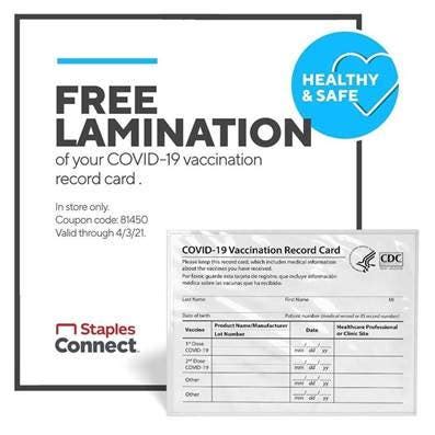 Maybe you would like to learn more about one of these? Staples Offers Free Lamination For Coronavirus Vaccine Card In RI | Cranston, RI Patch