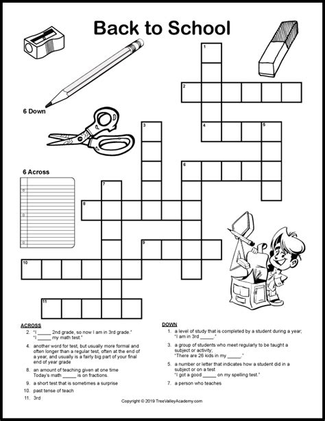 Crossword Puzzles For 6th Graders