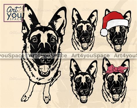 German Shepherd Svg Cricut Project Funny Dog Bandana Santa Etsy