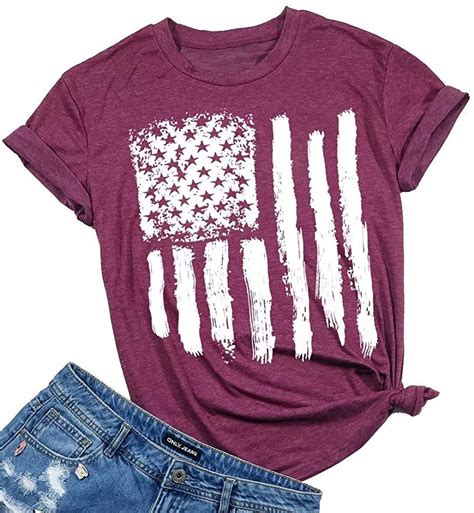 American Flag Shirt Patriotic Star Striped T Shirt Top