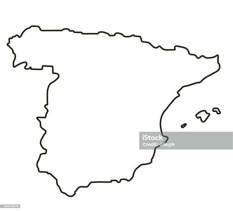 Vetores De Mapa Da Espanha Ilustração Vetorial Do Mapa De Contorno E