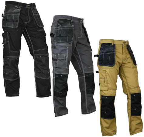 Mens Construction Cordura Knee Reinforcement Workwear Trousers Utility