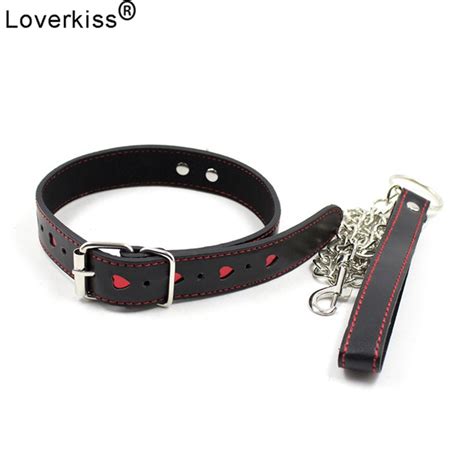 Loverkiss Unisex Faux Leather Collar Bdsm Bondage Toys Sexy Heart