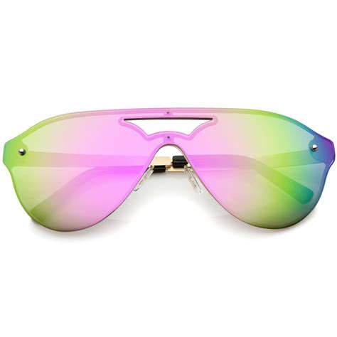 modern rimless mono mirrored lens shield sunglasses zerouv