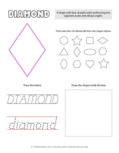 Trace And Color Diamond Shape Worksheet