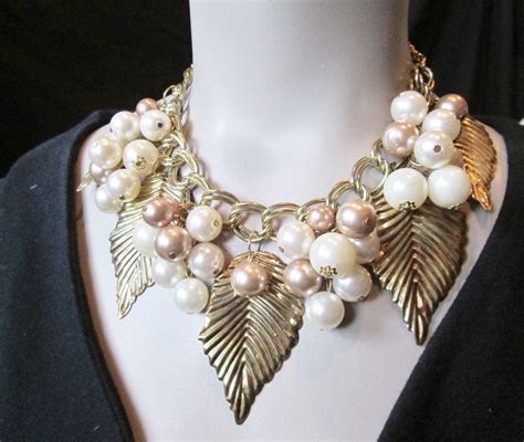 Big Bold Necklace Statement Necklace Runway Necklace Pearl