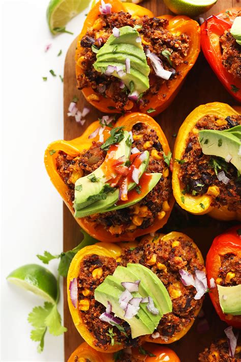 mexican quinoa stuffed peppers minimalist baker recipes