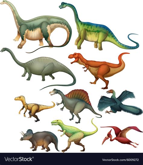 Different Type Dinosaurs Royalty Free Vector Image