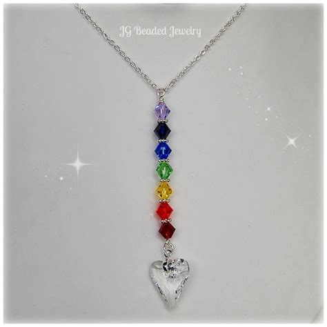 Swarovski Heart Chakra Crystal Necklace Rainbow Jewelry 7 Etsy