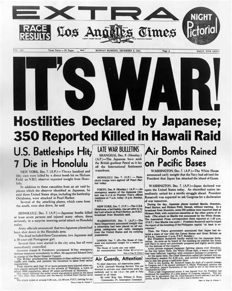 Newspapers React To Pearl Harbor Attack