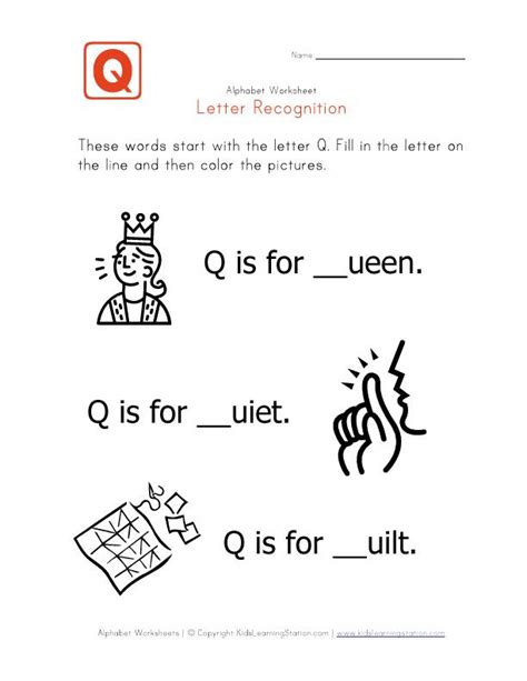 I dress like a queen · quiet: Letter Q - Alphabet Recognition Worksheet | Letter recognition ...