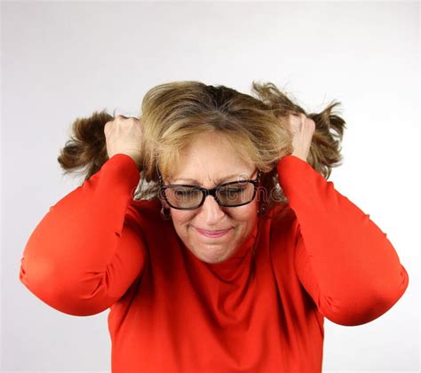 Frustrated Woman Pulling Out Hair Stock Photo Image Of Angry Bright