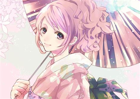 Kimono Pink Hair Anime Japanese Clothes Anime Girls