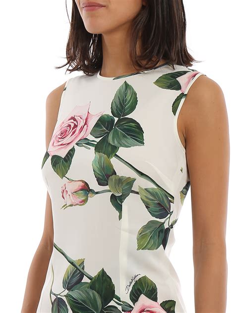 Tops And Tank Tops Dolce And Gabbana Tropical Rose Print Silk Top