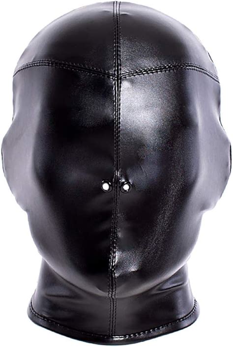 leather full face mask adult sex bondage hood breathable mask restraint masquerade