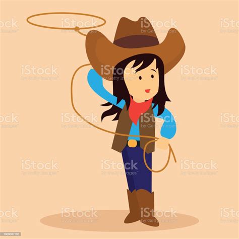 Cowgirl Throws A Lasso For Rodeo Western Design Stock Illustration