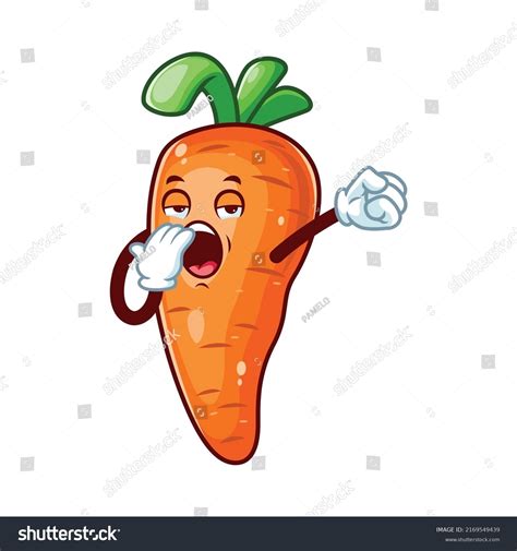 Vector Cartoon Character Mascot Yawning Carrot Stock Vector Royalty