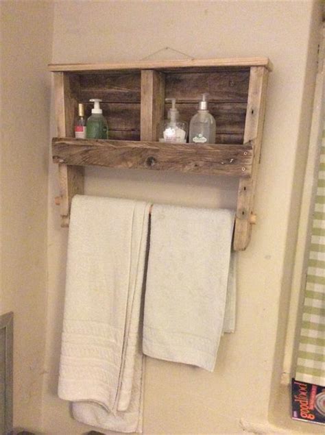 You'll be able to increase storage space no matter how small your. DIY Pallet Towel Rack with Shelf | Pallet Furniture Plans