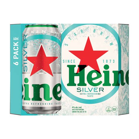 Heineken Silver Beer Cans 6 X 440ml Beer Beer And Cider Drinks