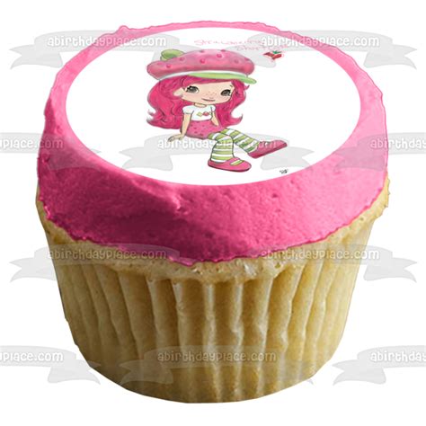 Strawberry Shortcake Green White Pink Edible Cake Topper Image Abpid09