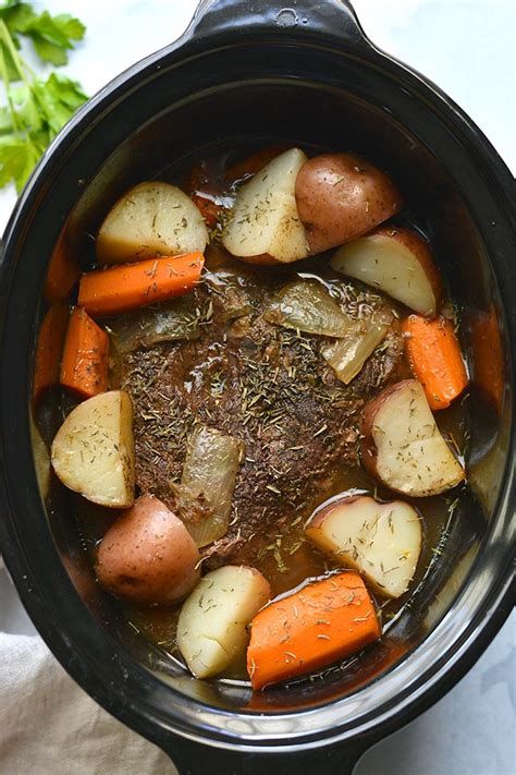 You are probably wondering what recipe has these two ingredients, plus soy sauce, garlic and ground pepper? Healthy Crockpot Pot Roast {GF, Low Cal} - Skinny Fitalicious®