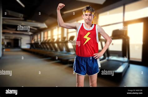A Funny Lean Man In Sportswear Posing Stock Photo Alamy
