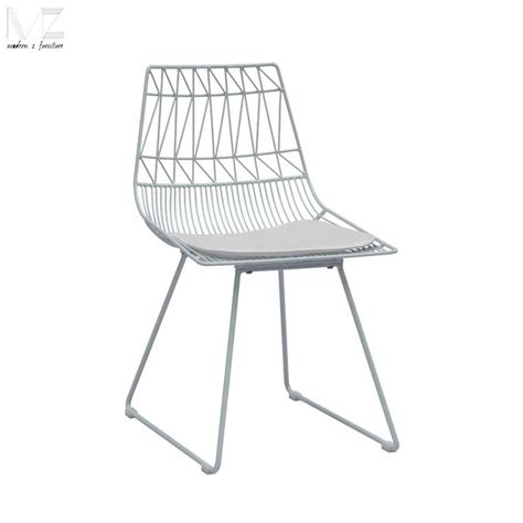 Modern Metal Dining Room Mesh Metal Frame Bend Wire Chair With Cushion