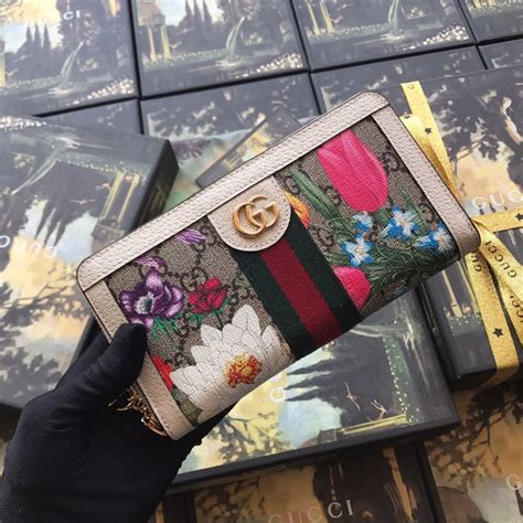 Original Copy Gucci 523154 Ophidia Gg Flora Zip Around Wallet