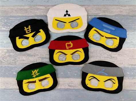 Ninjago Mask Set Of Six Birthday Party Ninja Face Masks Etsy