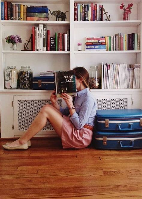 Reading To Pass The Time Woman Reading Preppy Handbook Style