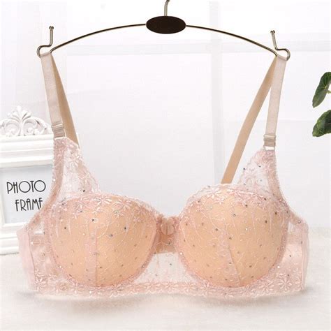 Svokor Womens Sexy Bra Thin Cup Gathering Adjusting Steel Ring Embroidered Bra Sexy Breathable