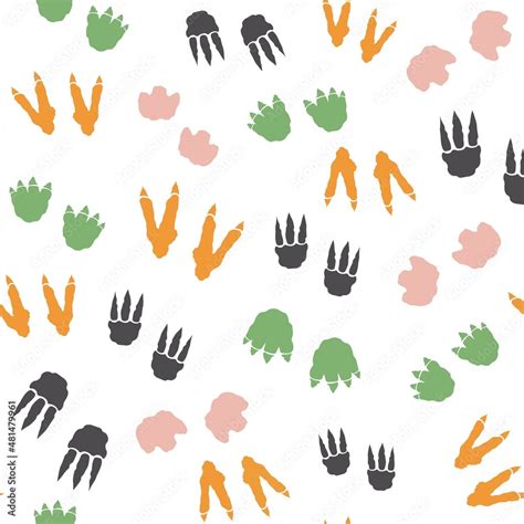 Dinosaur Footprint Pattern For Kids Childish Background For Textile