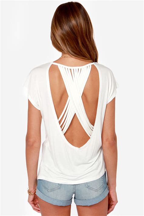 Cute Ivory Top Ivory Tee Backless Top 2900