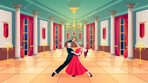 Premium Vector Ballroom Hall Waltz Dancers In Royal Palace Room