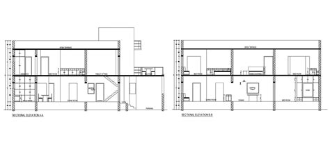 Sectional Elevation Drawing Of 2 Storey House In Dwg File Cadbull