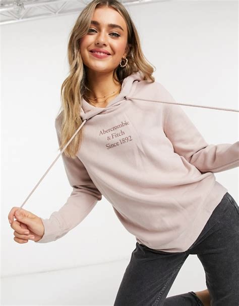 abercrombie and fitch front logo hoodie in pink asos