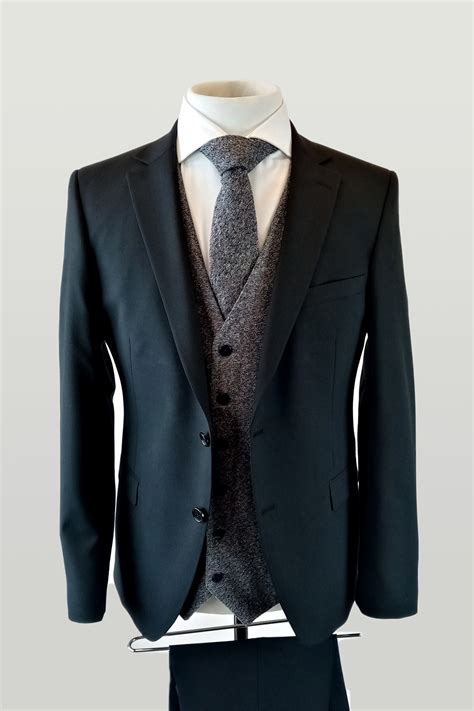 Barry Black Grey Herringbone Waistcoat90 Euro Rental Option Tom Murphy