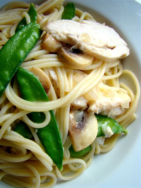 Add chicken broth and cook until the sauce thickens. Family Feedbag: Spaghetti with chicken in white wine ...